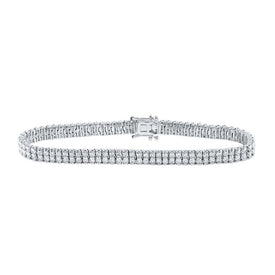 14kt White Gold Double Row Diamond Tennis Bracelet - 4-1/5 Carat Total Weight - Top View