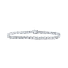 Load image into Gallery viewer, Radiant Elegance: 14kt White Gold Double Row Diamond Tennis Bracelet (4 Cttw) - Top View