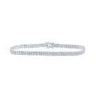 Radiant Elegance: 14kt White Gold Double Row Diamond Tennis Bracelet (4 Cttw) - Top View