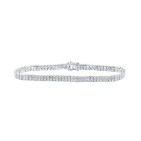 Radiant Elegance: 14kt White Gold Double Row Diamond Tennis Bracelet (4 Cttw) - Top View
