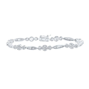 Bracelets | 14kt White Gold Womens Round Diamond Fashion Bracelet 2 Cttw | Splendid Jewellery GND