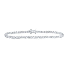 Load image into Gallery viewer, Dazzling 14kt White Gold Women&#39;s Round Diamond Fashion Bracelet - 6 Carat Total Weight - Top View