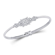 Load image into Gallery viewer, Splendid Jewellery 14kt White Gold 5-Stone Diamond and Blue Sapphire Fashion Bracelet - Top View