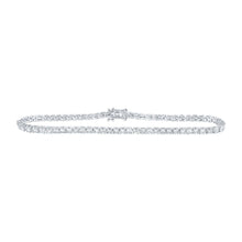Load image into Gallery viewer, 14kt White Gold Sparkling Diamond Single Row Fashion Bracelet - 4 Carat Total Weight - Top View