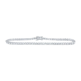 14kt White Gold Sparkling Diamond Single Row Fashion Bracelet - 4 Carat Total Weight - Top View