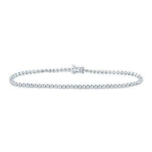 Bracelets | 14kt White Gold Womens Round Diamond Single Row Tennis Bracelet 1-1/5 Cttw | Splendid Jewellery GND