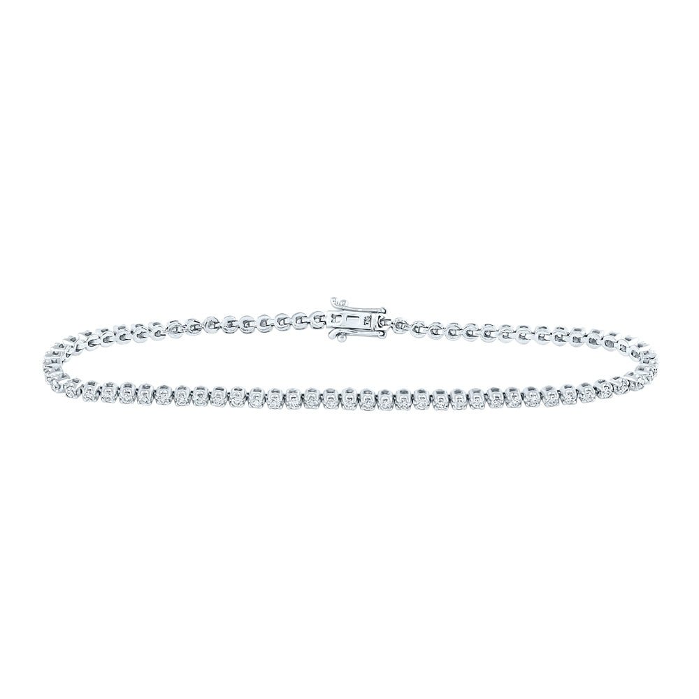 Bracelets | 14kt White Gold Womens Round Diamond Single Row Tennis Bracelet 1-1/5 Cttw | Splendid Jewellery GND