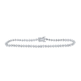 14kt White Gold Sparkling Diamond Tennis Bracelet - Elegant and Timeless Beauty - Top View