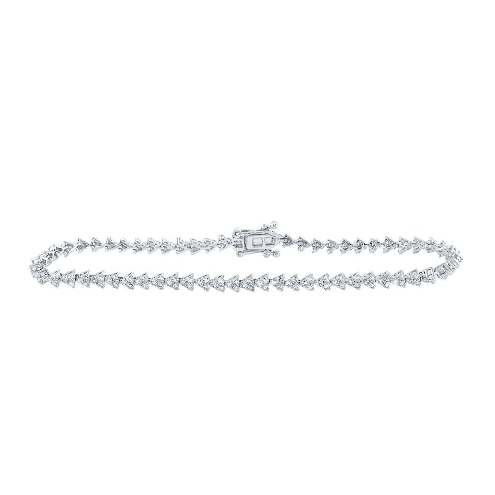 Bracelets | 14kt White Gold Womens Round Diamond Single Row Tennis Bracelet 1-7/8 Cttw | Splendid Jewellery GND