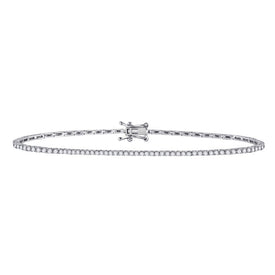 14kt White Gold Sparkling Diamond Tennis Bracelet - 1 Carat Total Weight - Top View