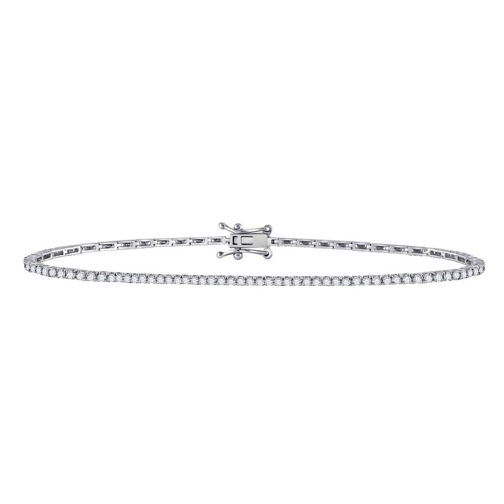Bracelets | 14kt White Gold Womens Round Diamond Single Row Tennis Bracelet 1 Cttw | Splendid Jewellery GND