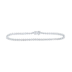 Dazzling 14kt White Gold Round Diamond Tennis Bracelet - 2-3/4 Cttw - Top View