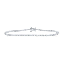 Load image into Gallery viewer, Radiant Reflections: 14kt White Gold Round Diamond Tennis Bracelet, 2-7/8 Cttw - Top View