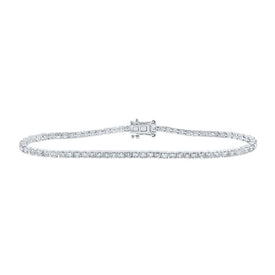 Radiant Reflections: 14kt White Gold Round Diamond Tennis Bracelet, 2-7/8 Cttw - Top View