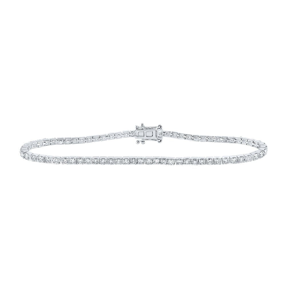 Bracelets | 14kt White Gold Womens Round Diamond Single Row Tennis Bracelet 2-7/8 Cttw | Splendid Jewellery GND