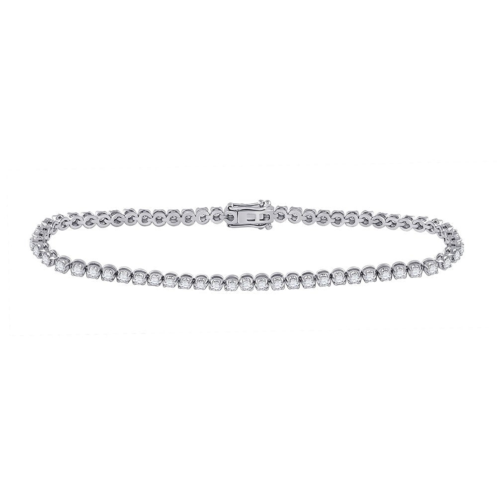 Bracelets | 14kt White Gold Womens Round Diamond Single Row Tennis Bracelet 2 Cttw | Splendid Jewellery GND