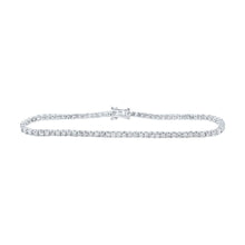 Load image into Gallery viewer, 14kt White Gold Women&#39;s Round Diamond Single Row Tennis Bracelet - Captivating Brilliance - Top View