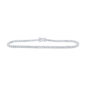 14kt White Gold Women's Round Diamond Single Row Tennis Bracelet - Captivating Brilliance - Top View