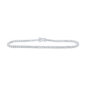 Bracelets | 14kt White Gold Womens Round Diamond Single Row Tennis Bracelet 3-3/8 Cttw | Splendid Jewellery GND