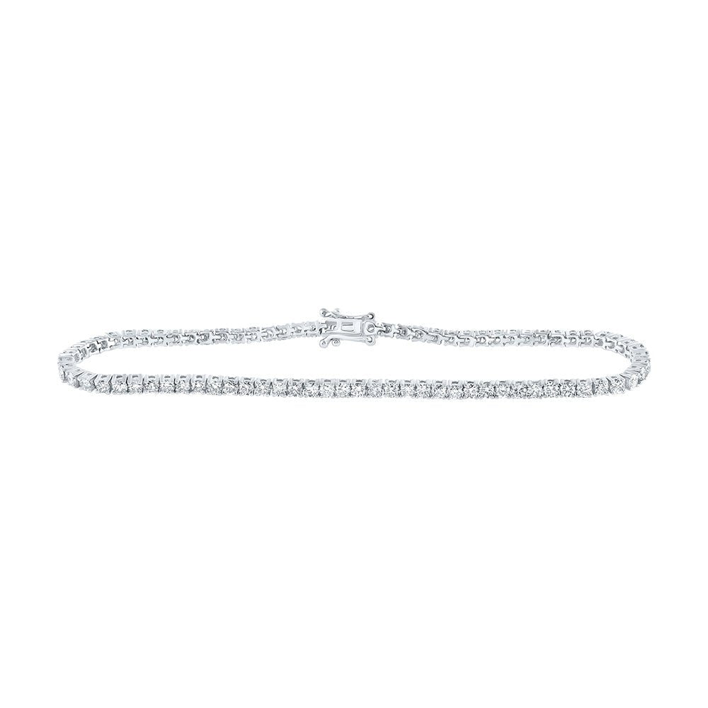 Bracelets | 14kt White Gold Womens Round Diamond Single Row Tennis Bracelet 3-3/8 Cttw | Splendid Jewellery GND