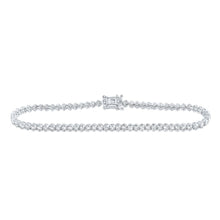 Load image into Gallery viewer, 14kt White Gold Sparkling Diamond Tennis Bracelet - 3 Carat Total Weight - Top View