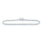 14kt White Gold Sparkling Diamond Tennis Bracelet - 3 Carat Total Weight - Top View