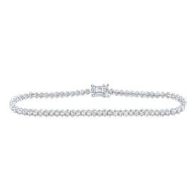 14kt White Gold Sparkling Diamond Tennis Bracelet - 3 Carat Total Weight - Top View
