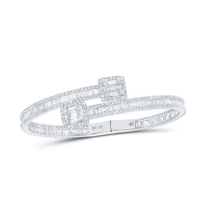 Bracelets | 14kt White Gold Womens Round Diamond Square-accent Cuff Bangle Bracelet 8-1/4 Cttw | Splendid Jewellery GND