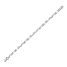 Load image into Gallery viewer, Dazzling 14kt White Gold Round Diamond Tennis Bracelet - 5 Carat Total Weight - Side View