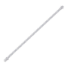 Dazzling 14kt White Gold Round Diamond Tennis Bracelet - 5 Carat Total Weight - Side View