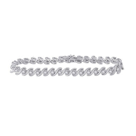 14kt White Gold Sparkling Diamond Tennis Bracelet - 1 Carat Total Weight - Top View
