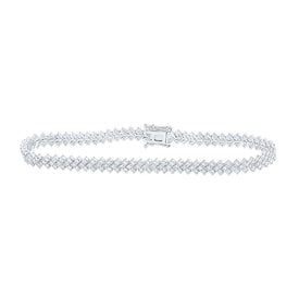 Dazzling 14kt White Gold Round Diamond Tennis Bracelet - 2-1/2 Cttw - Top View