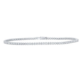 14kt White Gold Sparkling Diamond Tennis Bracelet - 2-1/5 Cttw - Top View