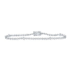 14kt White Gold Women's Round Diamond Tennis Bracelet - Sparkling Elegance - Top View