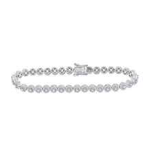 Load image into Gallery viewer, Elegant 14kt White Gold Round Diamond Tennis Bracelet - 2 Carat Total Weight - Top View