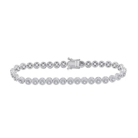 Elegant 14kt White Gold Round Diamond Tennis Bracelet - 2 Carat Total Weight - Top View