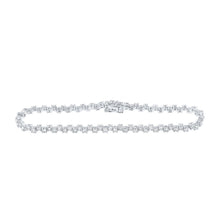 Load image into Gallery viewer, Elegant 14kt White Gold Round Diamond Tennis Bracelet - 3-1/2 Cttw - Top View