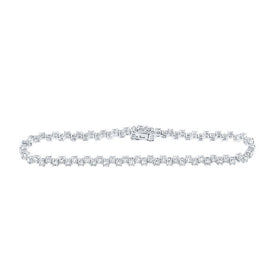 Elegant 14kt White Gold Round Diamond Tennis Bracelet - 3-1/2 Cttw - Top View