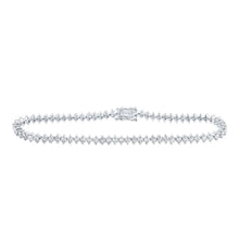 Load image into Gallery viewer, Elegant 14kt White Gold Round Diamond Tennis Bracelet - 3-1/4 Cttw - Top View
