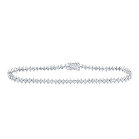 Elegant 14kt White Gold Round Diamond Tennis Bracelet - 3-1/4 Cttw - Top View