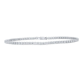 Dazzling 14kt White Gold Round Diamond Tennis Bracelet - 3 Cttw - Top View