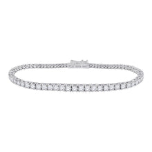 Load image into Gallery viewer, Elegant 14kt White Gold Round Diamond Tennis Bracelet - 3 Cttw - Top View