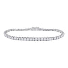 Elegant 14kt White Gold Round Diamond Tennis Bracelet - 3 Cttw - Top View