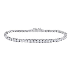 Elegant 14kt White Gold Round Diamond Tennis Bracelet - 3 Cttw - Top View