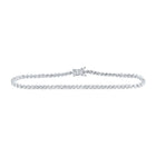 Sparkling Diamond Elegance: 14kt White Gold Round Tennis Bracelet - 3 Cttw - Top View