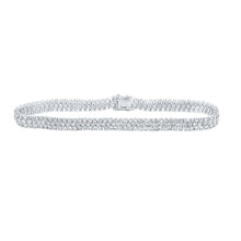 Load image into Gallery viewer, Radiant Sparkle: 14kt White Gold Diamond Tennis Bracelet - 5-7/8 Ct.t.w. - Top View