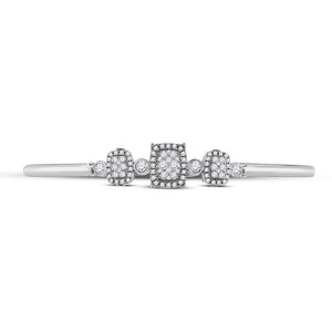 Bracelets | 14kt White Gold Womens Round Diamond Triple Cluster Bangle Bracelet 7/8 Cttw | Splendid Jewellery GND