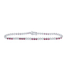 14kt White Gold Ruby and Diamond Tennis Bracelet - 2.5 Carat Total Weight - Top View