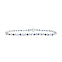 Load image into Gallery viewer, 14kt White Gold Round White Sapphire Diamond Tennis Bracelet - 2-1/3 Cttw - Top View