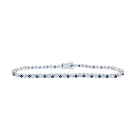 14kt White Gold Round White Sapphire Diamond Tennis Bracelet - 2-1/3 Cttw - Top View